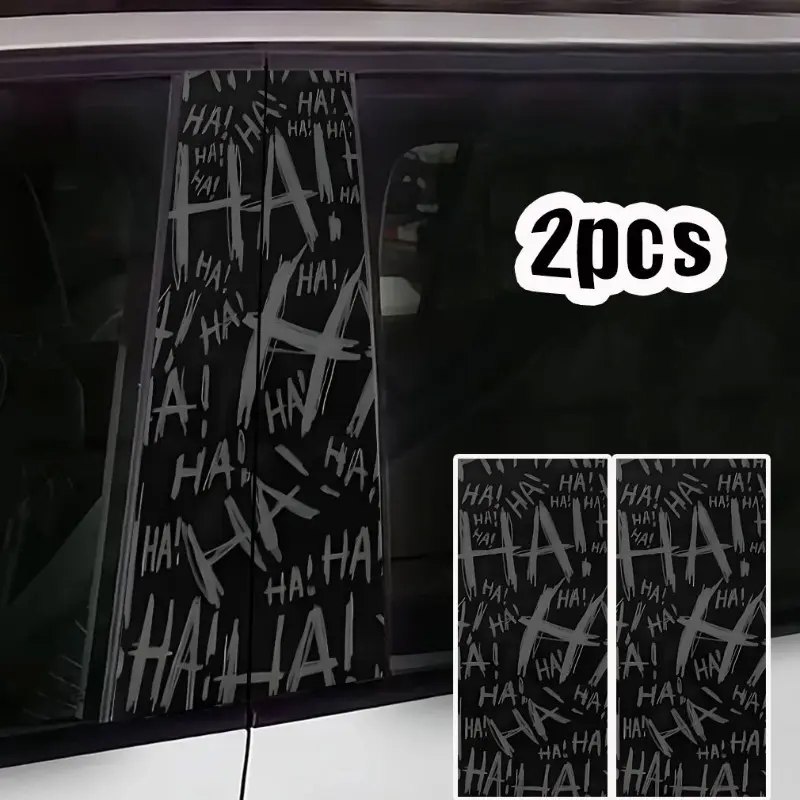 2PCS Hahaha Graffiti Car Stickers, Waterproof Vinyl Side Decals, for Vehicle B-pillar Centre Pillar Stickers, Self-adhesive Automotive Decoration Car Decal for Cars
