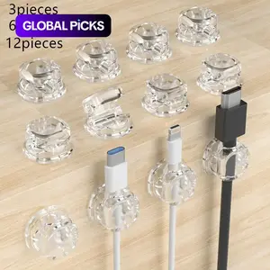 3/6/12 Packs Cable Organizer Clips, Spring Desktop Cord Organizer, Hidden Phone Charging Cable Holder, Wall-Mounted Cable Management Solution, Cable Management Kit #GLOBAL PICKS