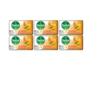 Dettol Re-Energize Antibacterial Body Soap Pack of 6 - Effective Antibacterial Formula Skin Care Skin Repair wash dove  soap  face