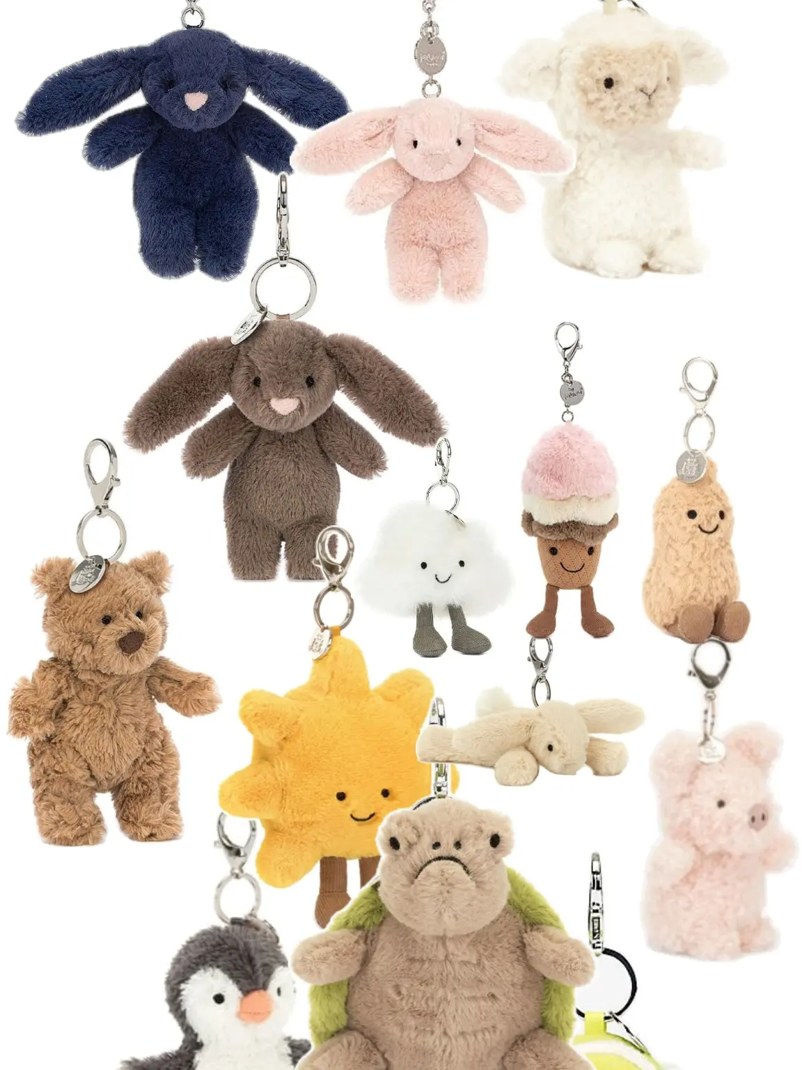 Jellycat Mini Plush Bag Charm Soft Keychain Cute Gift for Kids and Collectors