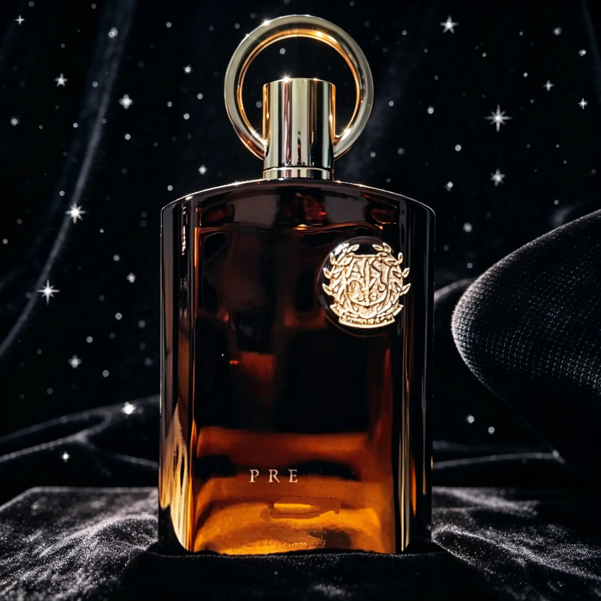 Men's Luxe Eau de Parfum - PRE Dark Amber Bottle with Gold Emblem, Elevated Luxury-Themed Intense Dual-Gender Woody Spicy Vanilla-Flavored Fragrance, Elevated Men's Fragrance, Dual-Gender Men's Fragrance