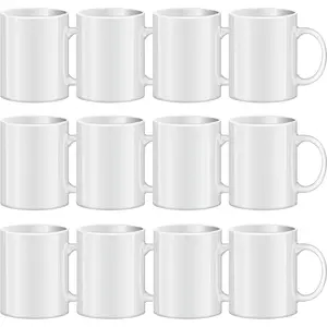 Sublimation Blank Mugs, Tazas Para Sublimacion, White Ceramic Sublimation Cups, Bulk Mugs for Coffee, Tea, Latte, Soup, Milk, Hot Cocoa, 11 oz Set of 12