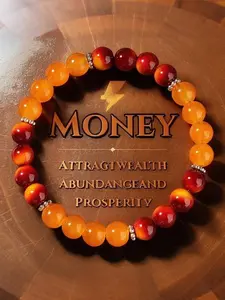 Money Magnet Wealth Bracelet, Carnelian & Agate Beaded, Attract Wealth Abundance Prosperity, Lucky Business Accessory, Entrepreneur Gift, Boho Chic, Trendy Stack Bangle, TikTok Viral Prosperity Jewelry
