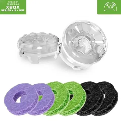 Precision Rings Aim Boost Kit for PlayStation 5 (PS5) & PlayStation 4 (PS4) Controllers - Purple-Black Rubber Performance Soft Thumbsticks, Plastic Crystal Silicone Console Accessories