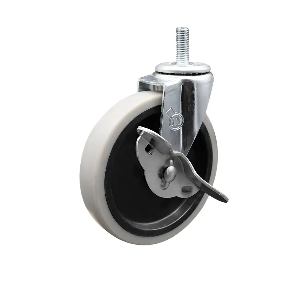 Service Caster SCC-TS05S510-TPRS-SLB-121315 5 in. Swivel Thermoplastic Rubber Caster Wheel with 0.5 in. 13 TPI x 1.5 in. Threaded Stem Caster with Brake