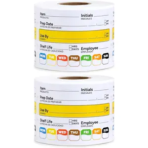 Restaurant Quality Shelf Life  Rotation Labels Vinyl, 2 x 3 Self-Adhesive Removable Freezer  Labels Stickers,  for  Containers,  Date Sticker (Large, Count, 2)