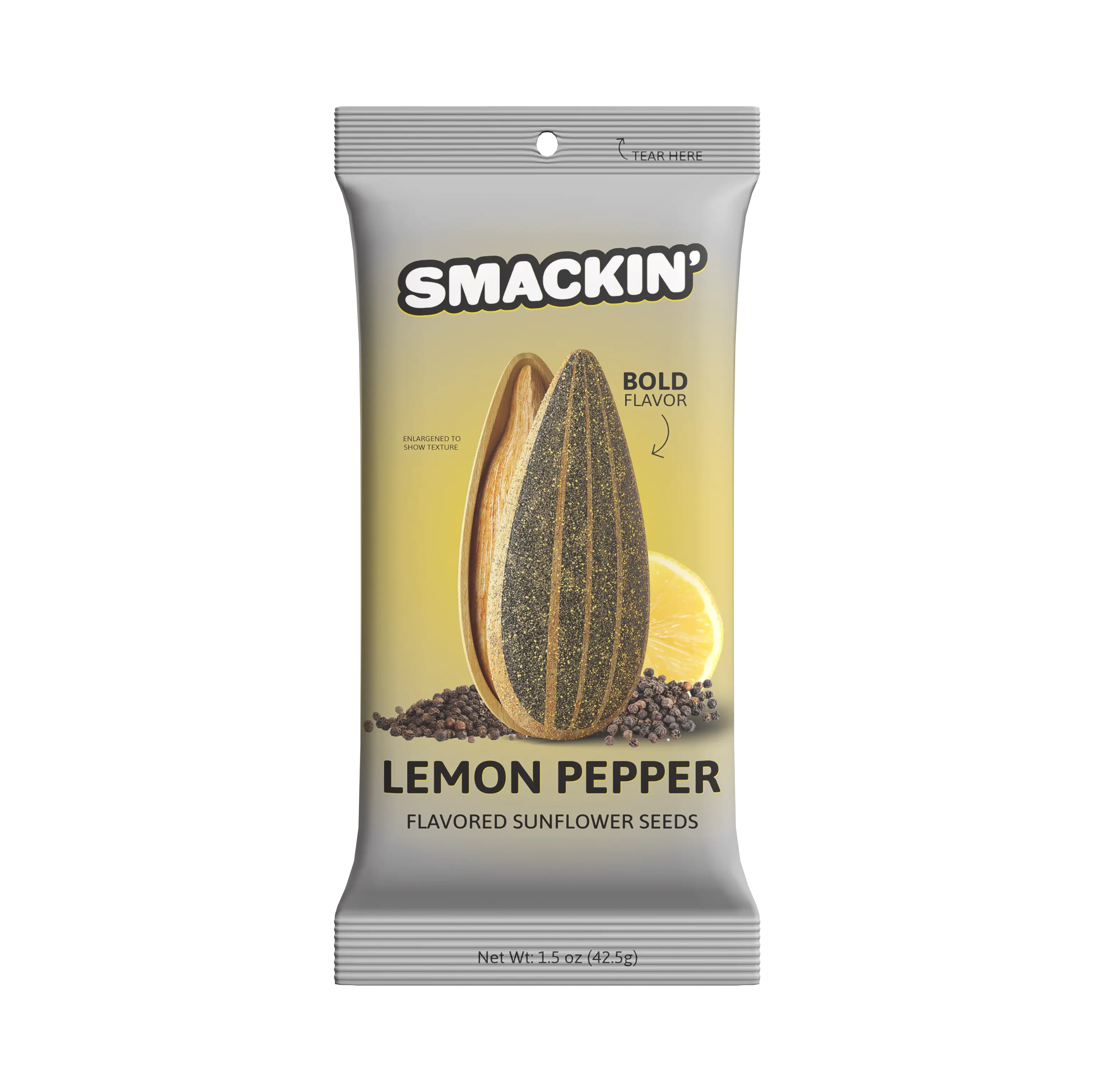 SMACKIN' Sunflower Seeds Lemon Pepper Flavor - 6 Bags - 1.5 oz