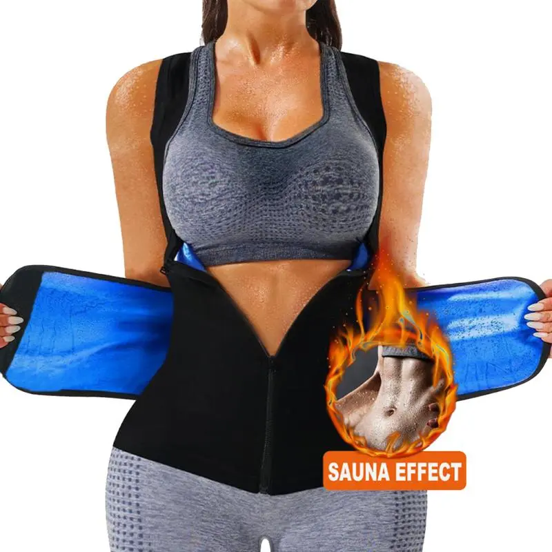 Men's Compression Sauna Shapewear Vest - Sweat-Maximizing Polymer Fabric, Front Zipper, Adjustable Strap Waist Trainer Corset Faja, Tummy Control, Heat-Trapping Stretchable Slim-Fitting Activewear, Posture Support for Gym Enthusiasts, Menswear, M