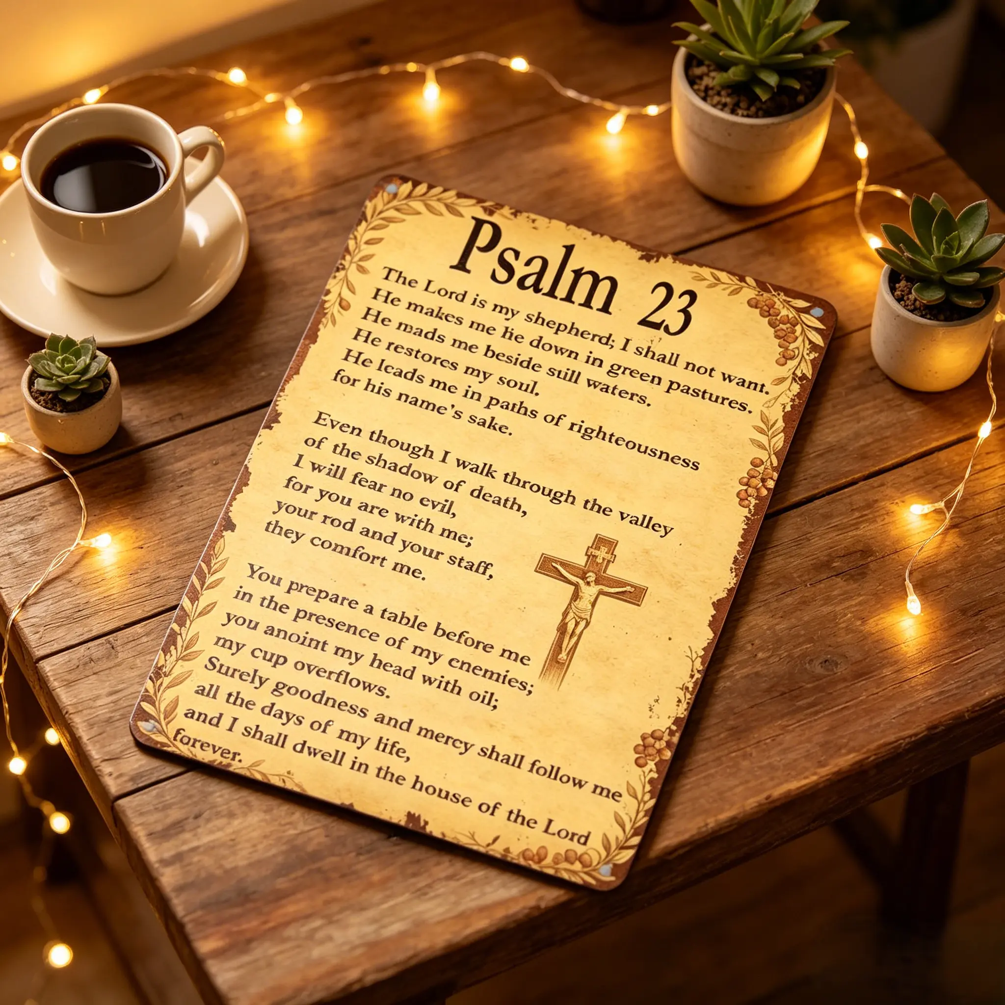8x12 in Vintage Aluminium Tin Metal Sign - Psalm 23 The Lord is My Shepherd, Retro Christian Home Wall Decor, Faith-Focused Religious Gift, Outdoor Ornaments