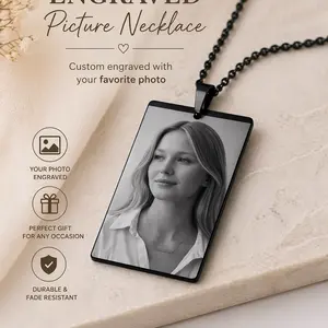 Custom Photo Engraved Necklace - Personalized Picture Pendant - Memorial Gift, Family Photo Jewelry , Custom Keepsake Gift