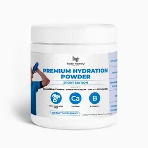 HF Hydration Powder, Recovery with Aquamin, Daily Electrolyte Drink Mix with real Pink Himalayan salt – with B complex & Calcium – Hydration Powder with 6 Key Electrolytes & Trace Minerals