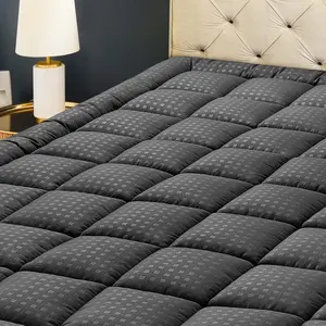 Mattress Pad Quilted Fitted Mattress Protector Cooling Pillow Top Mattress Cover Breathable Fluffy Soft Mattress Topper with 8-21" Deep Pocket