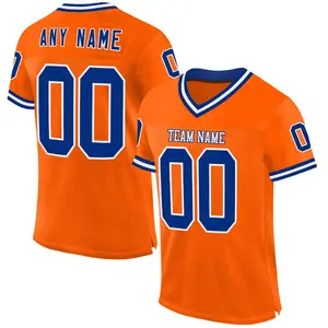 Custom Orange Royal-White Mesh Authentic Throwback Football Jersey Customizable Design High-Quality Materials