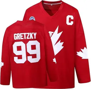 Men's CANADA #99 Gretzky Ice Hockey Jersey, Classic Embroidered Retro Breathable V-neck Long Sleeve Sweatshirt, Gretzky Labatt , Suitable For Game Training SpringStatements