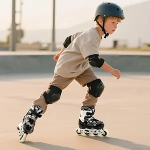 Cool Boys Adjustable Inline Skates with Light-Up Wheels, Suitable for Children, Girls, and Teenagers, Fun Light-Up Skates