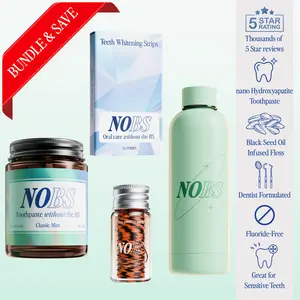 NOBS Toothpaste Tablets, Herbal Mouthwash, Whitening Strips, & Expanding Floss Bundle