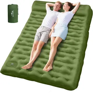 Camping Sleeping Pad, Ultralight Camping Mat with Pillow Built-in Foot Pump, 4" Thick Inflatable Sleeping Mat Compact for Backpacking, Hiking, Car Traveling, Camp Tent