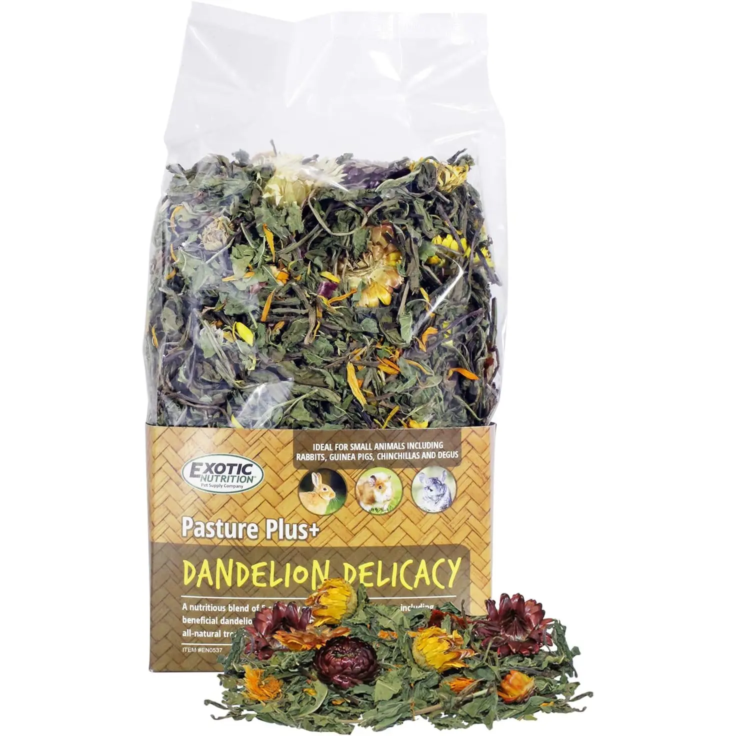 Pasture Plus+ Dandelion Delicacy - Healthy Natural High-Fiber Dried Flower Treat - Squirrels, Guinea Pigs, Rabbits, Chinchillas, Prairie Dogs, Degus, Hamsters, Gerbils & Other Small Pets