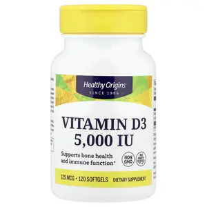 Healthy Origins Vitamin D3, 125 mcg (5,000 IU), 120 Softgels