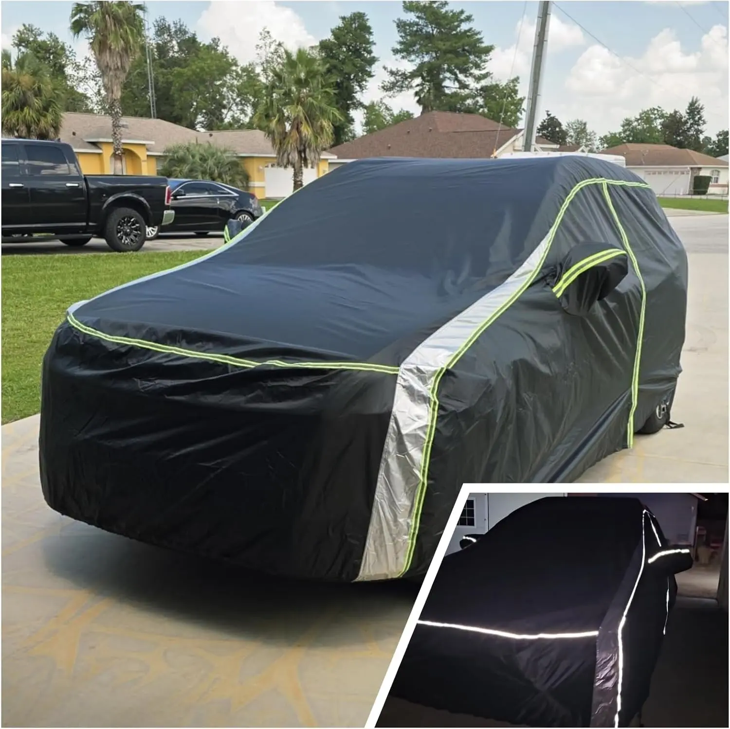 KUST 420D Car Cover for Kia Sorento 2002–2025 2026, All Weather Waterproof Car Covers for Sorento Accessories with Zipper Door & Reflective Safety Strips,Sun Rain Snow Dust UV Protection