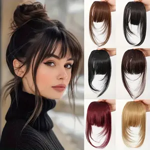 Clip-in Air Bangs Hair Piece for Women Invisible Seamless Fake Bangs with Volume Natural Looking Fringe Topper Face-Contouring Youthful Style Multiple Colors for Any Face Shape