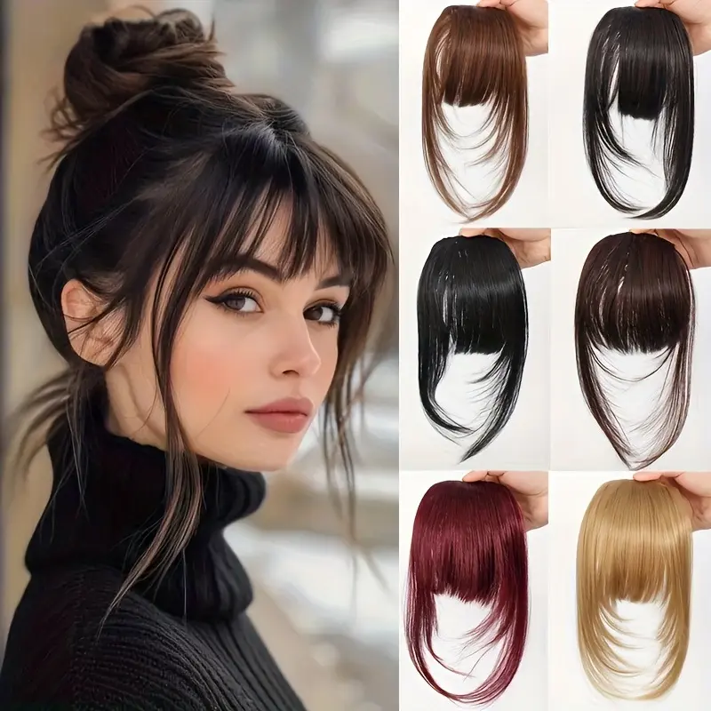 Clip-in Air Bangs Hair Piece for Women Invisible Seamless Fake Bangs with Volume Natural Looking Fringe Topper Face-Contouring Youthful Style Multiple Colors for Any Face Shape