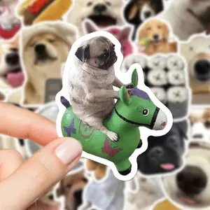 50 Cute Dog Face Stickers, PVC Material, Perfect Gift, Cartoon Decoration, Scrapbook, Notebook, Laptop, Luggage, Guitar, Cup, Phone Case, DIY Stickers