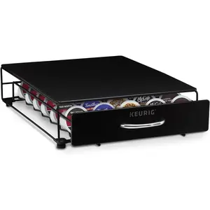 Under Brewer Storage Drawer, Coffee Pod Storage, Holds Upto 35 Keurig K-Cup Pods, Black