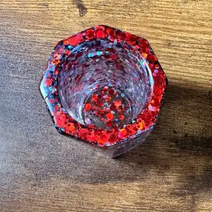 Resin Bookmark Holder with Glitter - Red and Silver Design