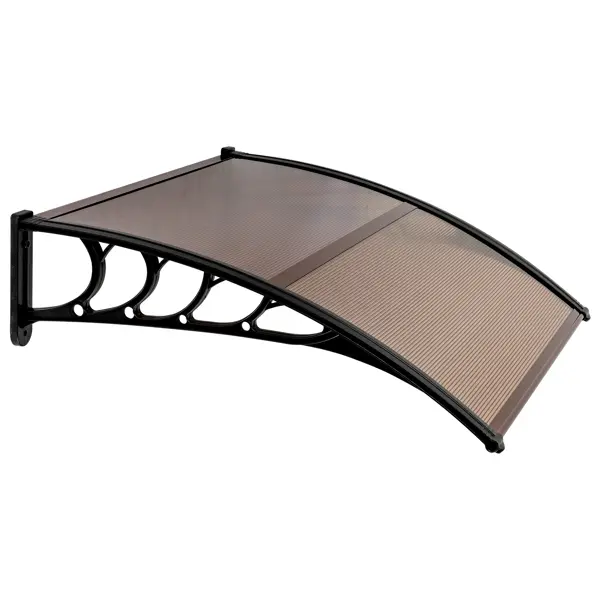 40" x 38" Window Awnings Door Canopy, Polycarbonate Cover Front Door Outdoor Window Awning Exterior, Entry Door Awning for Sun Shutter, UV, Rain and Snow Protection, Hollow Sheet,Brown Board(Upgrade)