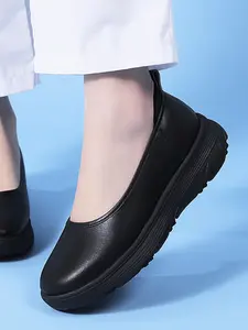 Women's Flat Nurse Shoes, Simple Campus Style Sneakers, Low-Top Slip-On Medical Work Shoes, Soft Non-Slip Sole, Comfortable, Casual Shoes