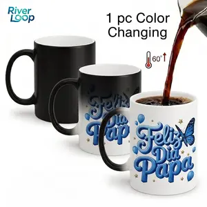 "Feliz Dia Papa" Color Changing Mug | Regalo Para Papá Secret Heat Reveal Magic Coffee Cup, Best Spanish Father's Day Gift for Dad Father in Law from Daughter Son, 11oz Heat Sensitive Ceramic Drinkware