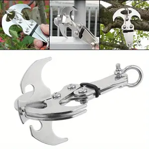 Stainless Steel Survival Folding Grappling Hook Multifunctional Outdoor Climbing Claw Carabiner Travel Rescue Tool Climbing Tool Emergency Tool