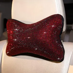 Rhinestone Decor Car Headrest Pillow, 2 Counts Comfortable Car Neck Support Pillow, Universal Car Interior Accessories for Women & Men