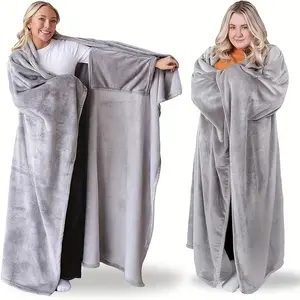 Wearable Blanket, Lightweight Sofa Bed Home Essentials, Comfortable Soft Inner Pockets, Warm Long Couple Winter Nap Blanket, Portable Wearable Blanket