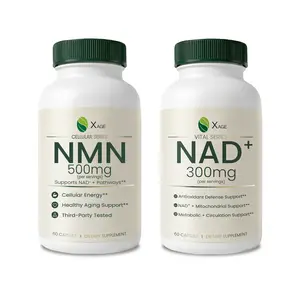 XAGE NAD+ 300mg & NMN 500mg Dietary Supplement Bundle - 2 Bottles of Daily Wellness Vitamins for Energy Support