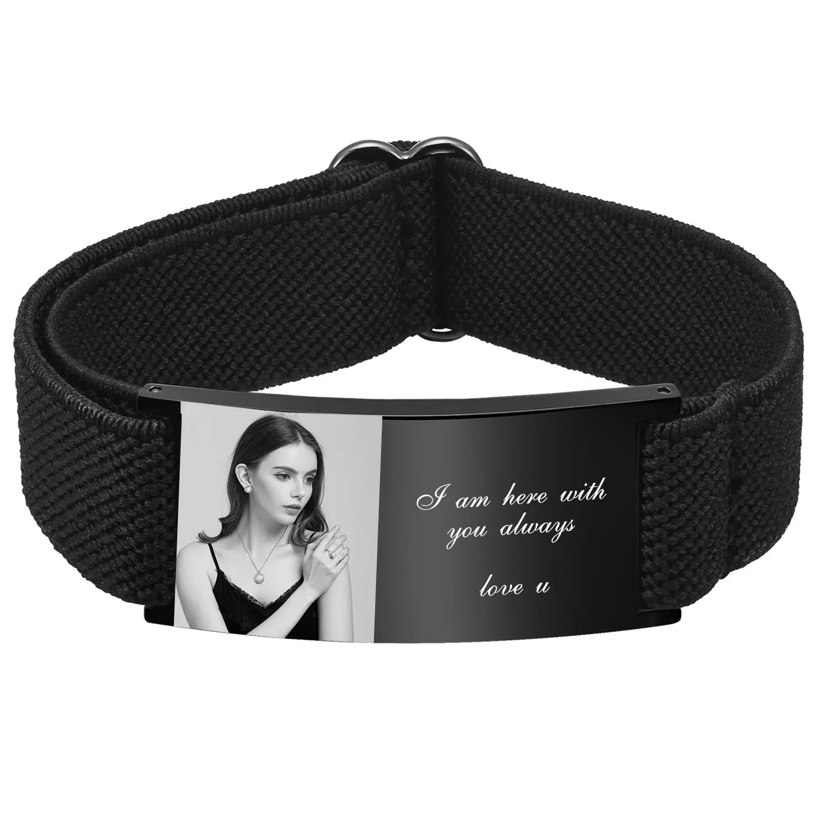 Vnox Custom Picture Po Bracelets for Men Women, Adjustable Wristband, Personalized Image Text Name Momerial Bracelets Gift