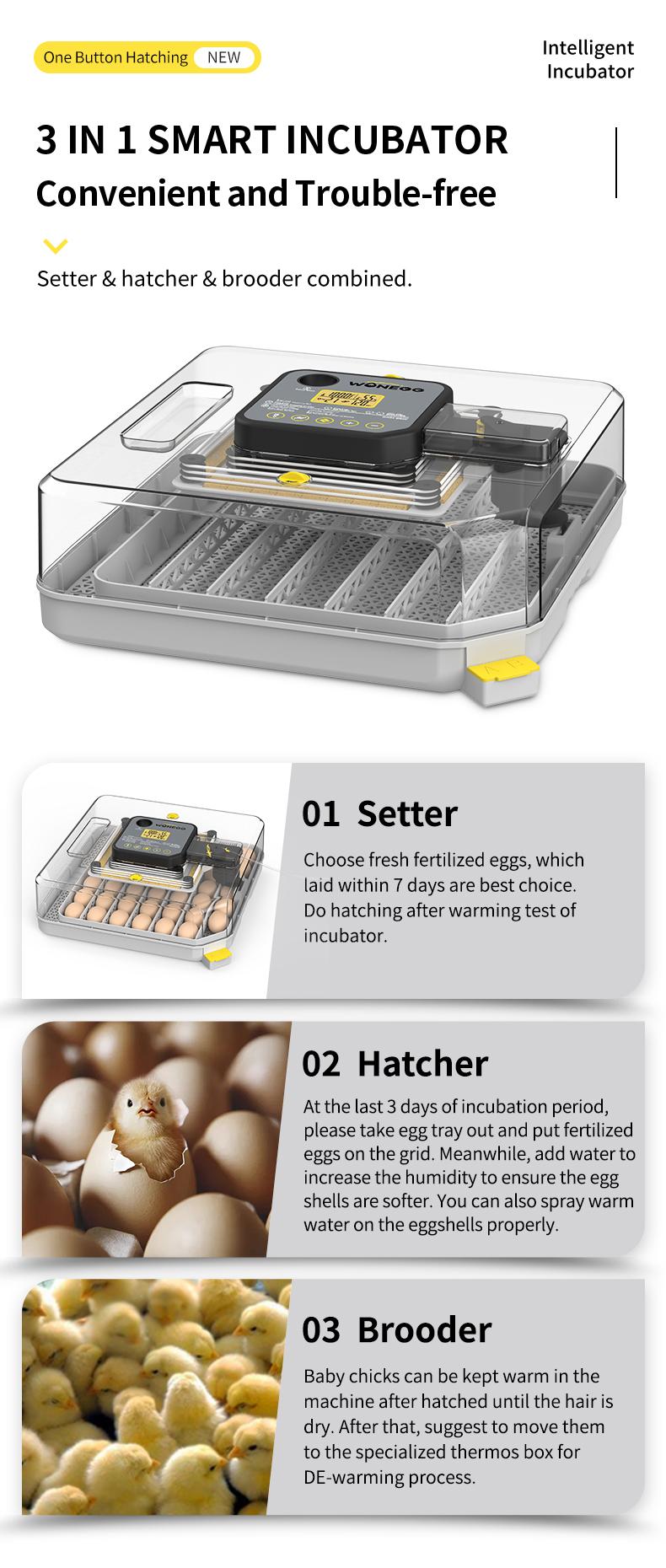 48 Egg Incubator for Hatching Eggs,Automatic Egg Turning and Humidity Control, with Automatic Water Serving,360° View Poultry Incubator for Hatching Chicken Duck Quail Parrot