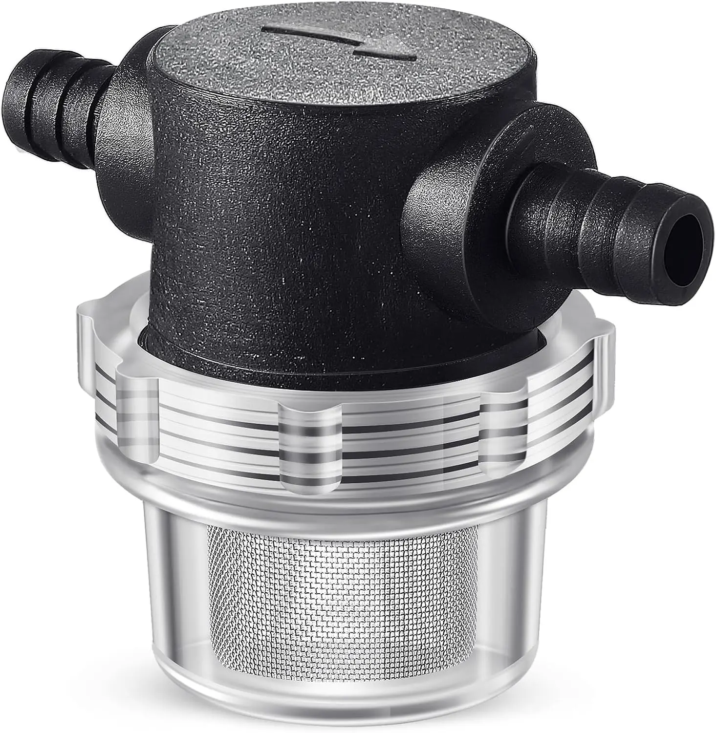 1 Piece Water Pump Strainer 3/8 ID Hose Barb, Mesh Filter Screen Inline Twist-on Plumbing Strainer 12v Dc for Rv Sprayer Marine Boat Camper Lawn