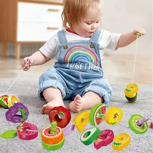 Educational Caterpillar Fruit Stacking Toy for Kids, Abs Plastic Multicolor, Hand-Eye Coordination, Shape Recognition, Ages 3+