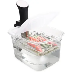 Sous Vide Container 12 Quarts with Collapsible Hinge Lid and Removable Built-in Rack Compatible with Anova Nano AN400 and AN500-US00 and  and Breville Joule Sous Vide Cooker