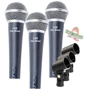 Vocal Handheld Microphones & Clips (3 Pack) by FAT TOAD - Cardioid Dynamic, Wired Instrument Mic