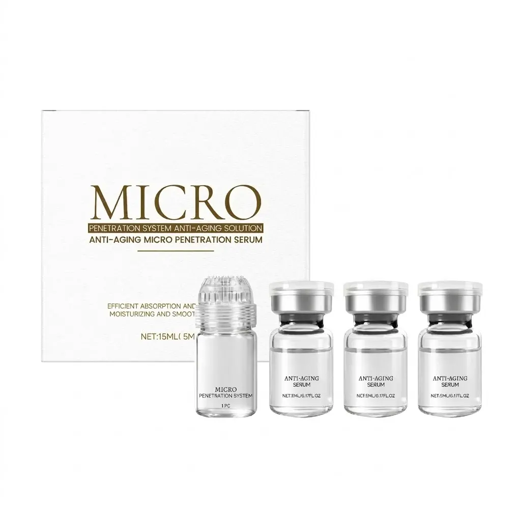 Micro Penetration Serum System Anti-Aging Skincare Kit with Microneedle Stamp - 15ml, Supports Absorption, Hyaluronic Acid Benefits, Hydrate + Smooth Texture - Targets Fine Lines, Dullness