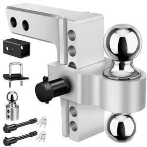 6"Drop Adjustable Trailer Hitch Kit Fit 2" & 2.5" Receiver, Drop Hitch with 3 Ball 1-7/8", 2", 2-5/16", 12500 LBS GTW Heavy Duty Tow Hitch with Anti-Theft Lock Pins Mounted Lawn Ripper Plow Multi-Purpose Tri Mount