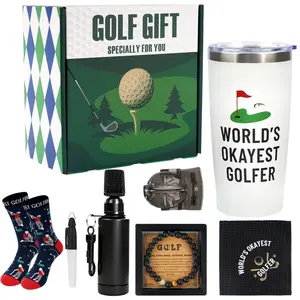 Fathersday Gift Funny Golf Gift Set for Men – World’s Okayest Golfer Cup, Socks, Towel & More – Perfect Golf Gifts for Dad, Husband or Boyfriend