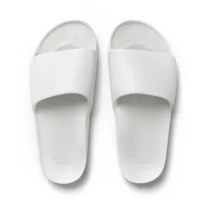 Archies Arch Support Slides – White - Orthotic Recovery Sandals for Plantar Fasciitis Relief, Foot Pain & Heel Pain – Lightweight, Cushioned, Shock-Absorbing Slides for Walking, Standing, and All-Day Comfort