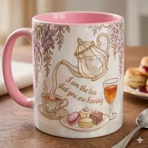 I Am The Tea That You Are Having Mug – Bookish Tea Lover Accent Mug, Romance Reader Gift, BookTok Inspired Cup
