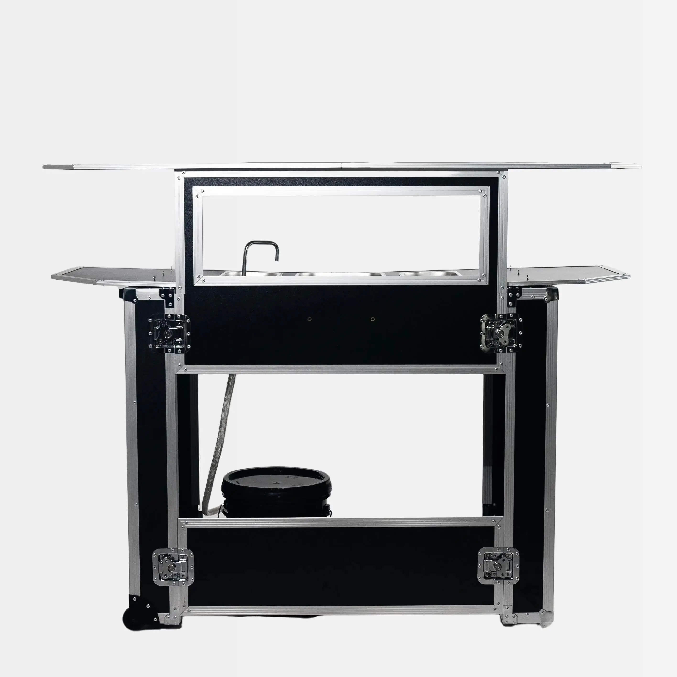 The Cocktail Case mobile travel bar with portable sink attachment