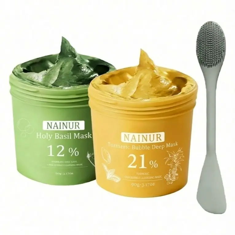 [TikTokShopBlackFriday] Holy Basil Bubble Deep Mask Sparkling Holy Basil & PHA Gently Detox Pores Remove Blackheads Wash Off Clay Mask for All Skin Types 90g 3.17oz Fluffy Smooth Cleansing Vegan Moisturizer Sensitive 1Ea - Moisture