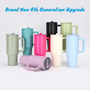 New 4th Gen 40oz Large Travel Mug – Portable Stainless Steel Vacuum Insulated Tumbler with Handle & Foldable Straw, Perfect for Home, Office & Outdoor Camping